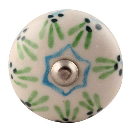 Pea Green Ceramic Floral Wine Stopper in Golden Fitting